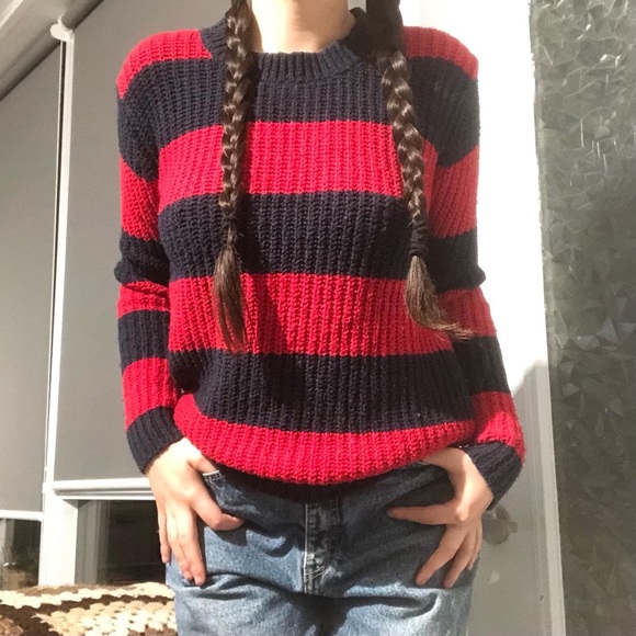 Navy & Red Striped Sweater - Picture 6 of 7